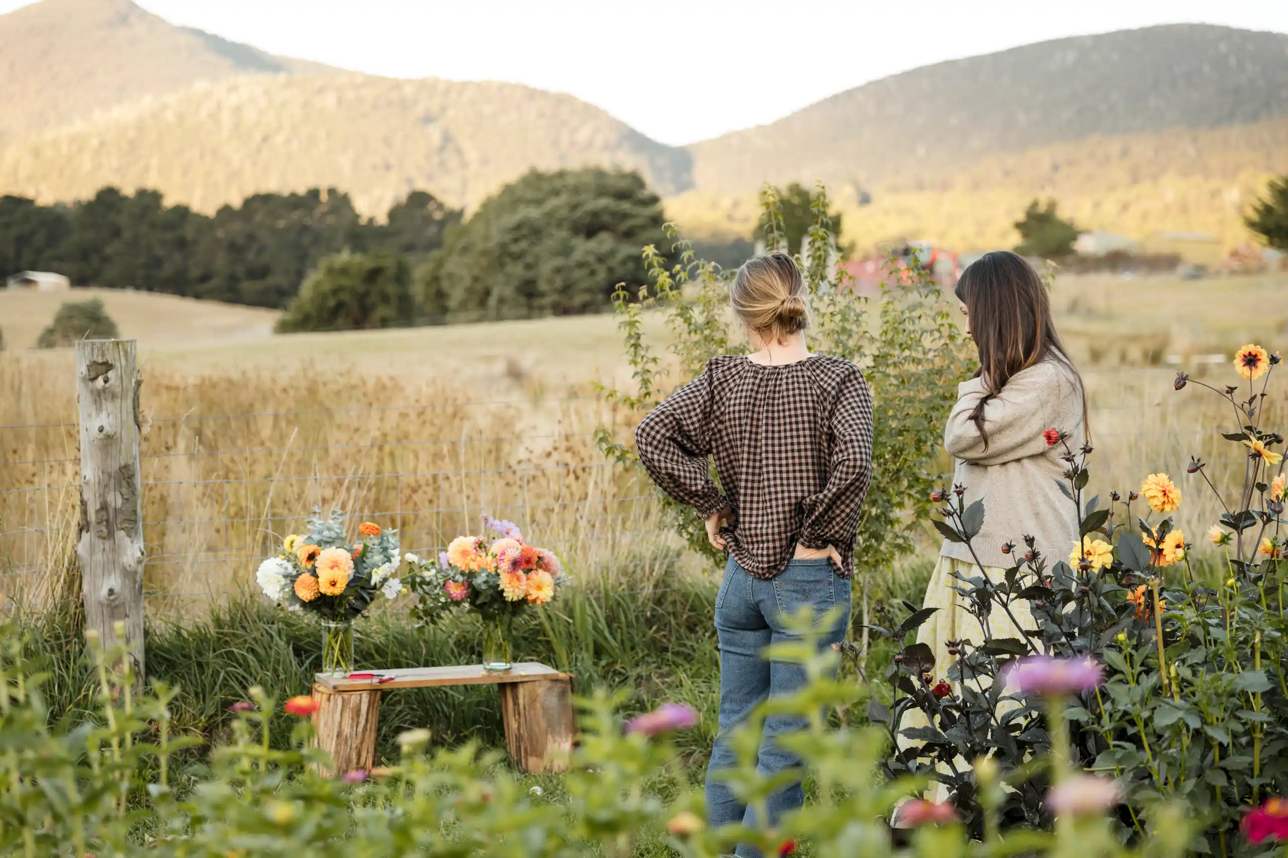 A group enjoying a private picking session at the flower patch